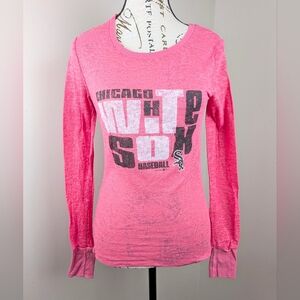 Chicago White Sox Women's Pink Longsleeve Burnout Sheer Shirt Size Medium